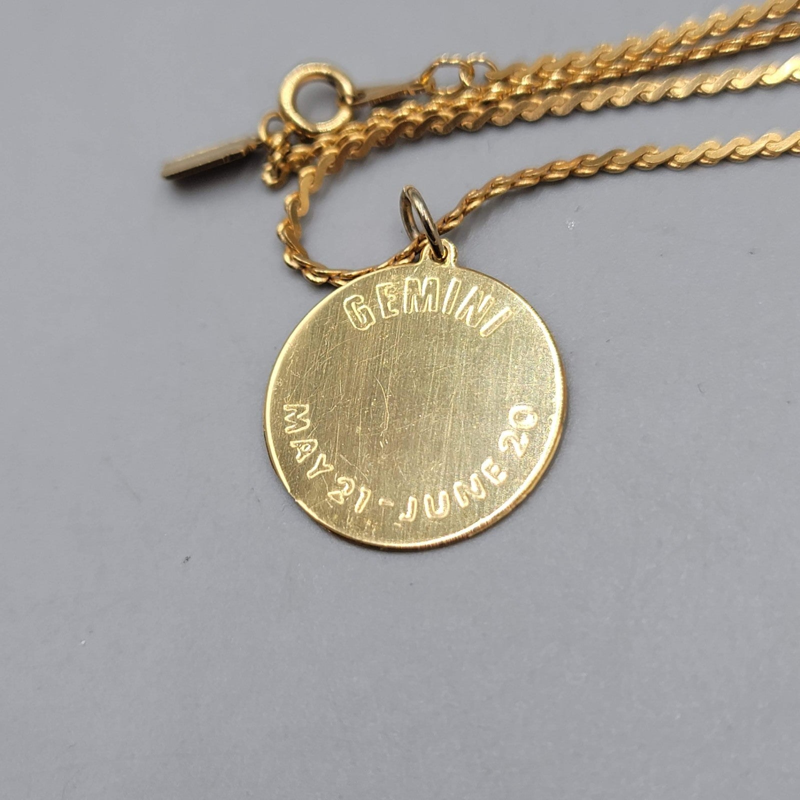 Vintage Accents by Hallmark GEMINI Necklace Gold tone Zodiac Long 24 in