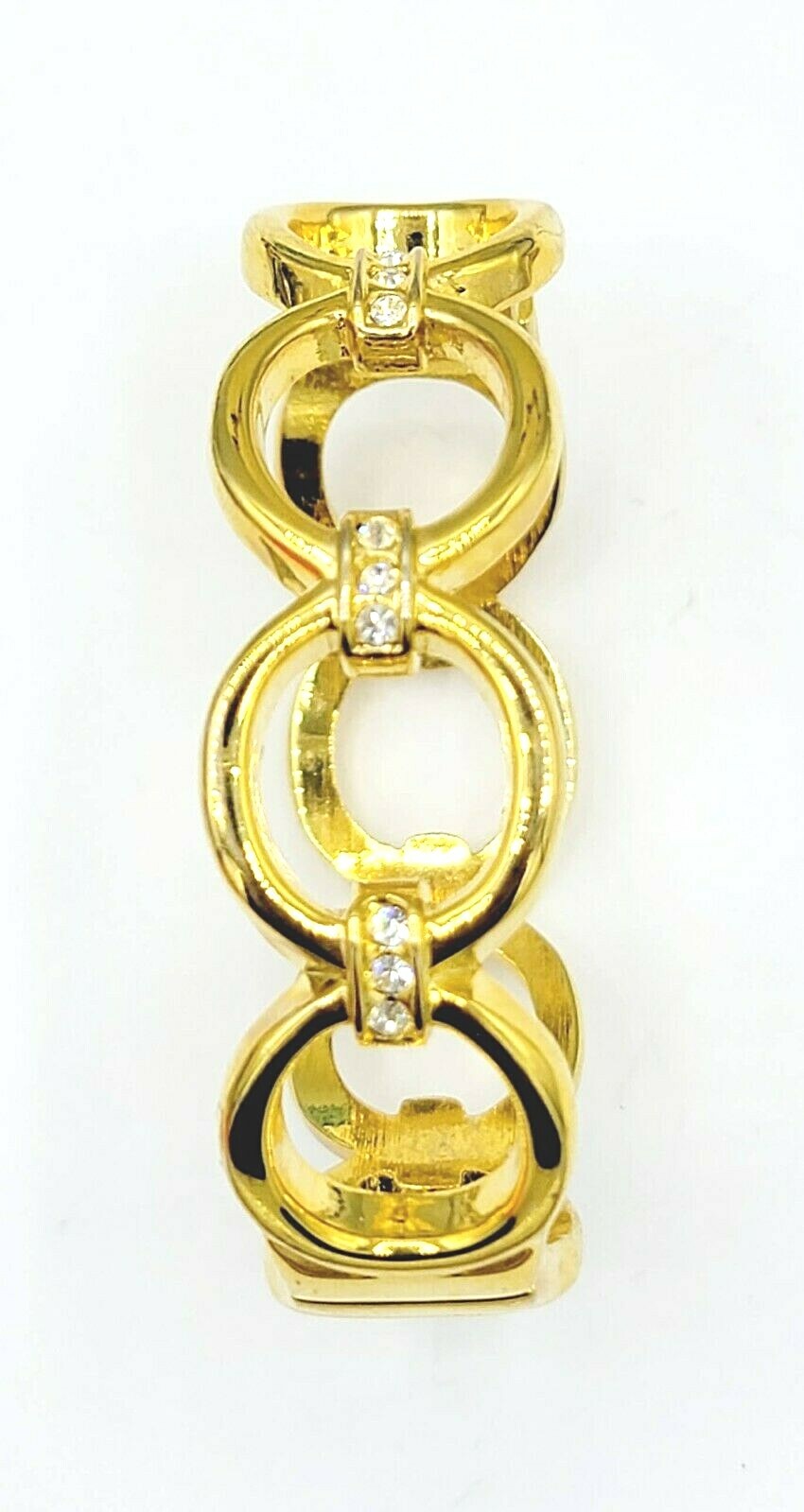 Gold Plated Rhinestone Hinged Cuff Bracelet Modern Unbranded