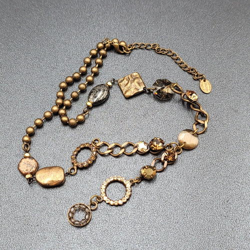 Creazioni Bianco Italy Bead Y Drop Necklace Bronze tone Chain 18-21" + Drop