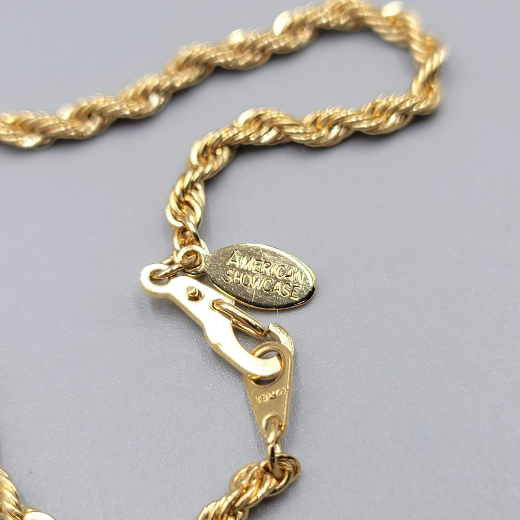 Vintage Signed American Showcase Gold Tone Rope Chain Bracelet 7 in