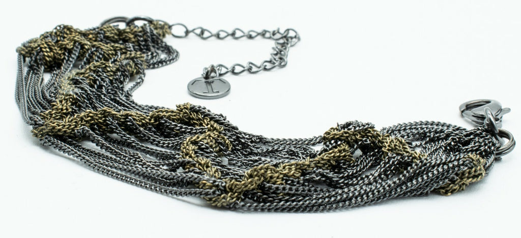 Signed Talbots Gunmetal Multi Chain Bracelet Estate Costume Jewelry 7" - 10"