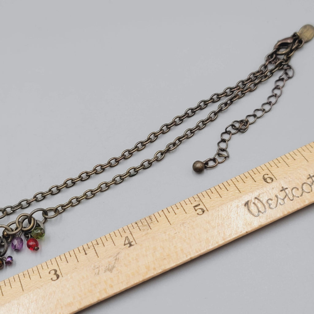 Chicos Glass Bead Necklace Bronze tone 14"-17"