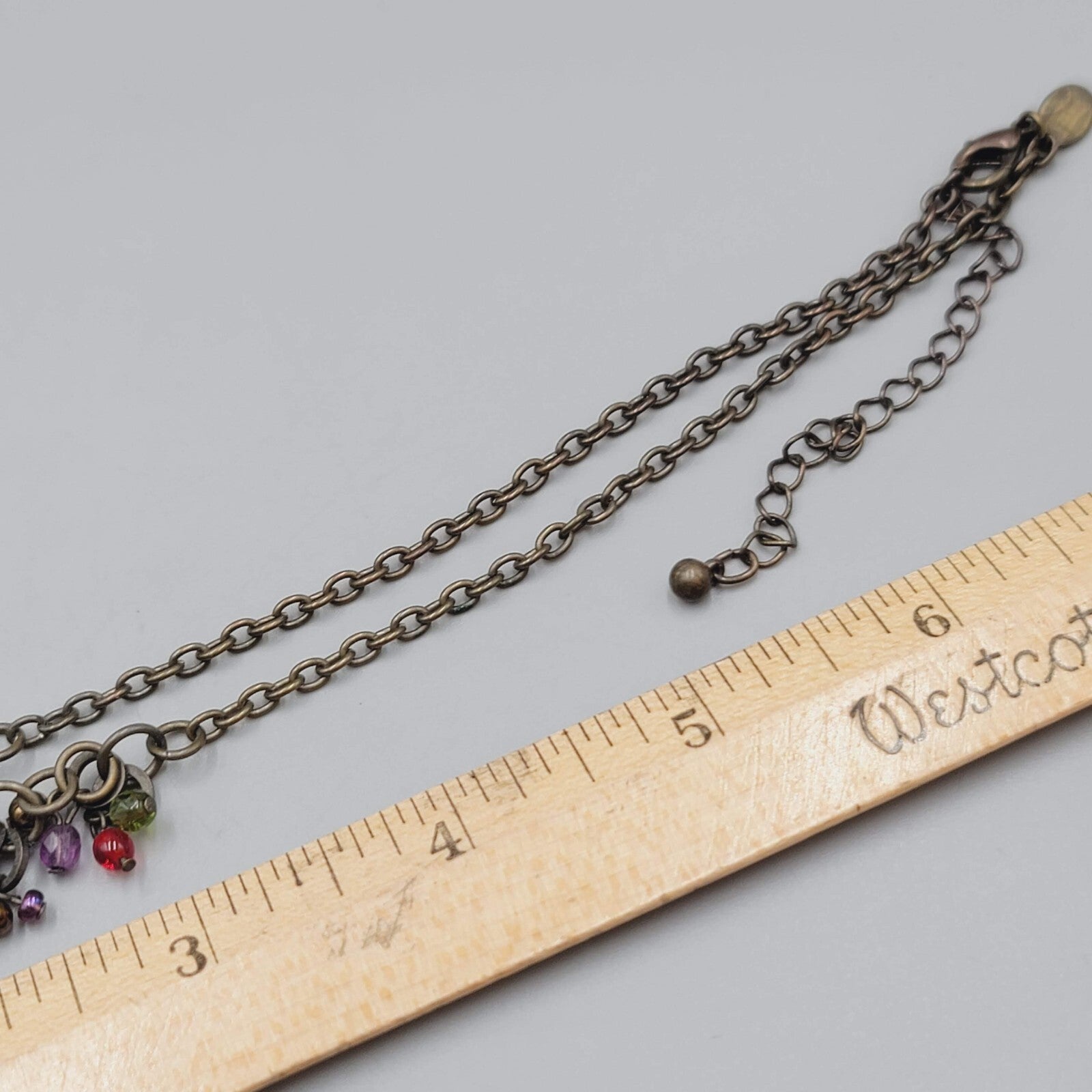 Chicos Glass Bead Necklace Bronze tone 14"-17"