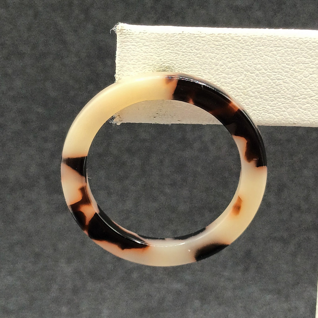 Pierced Earrings Brown Speckled Acrylic Open Circle Hoop Drop 1 1/8"