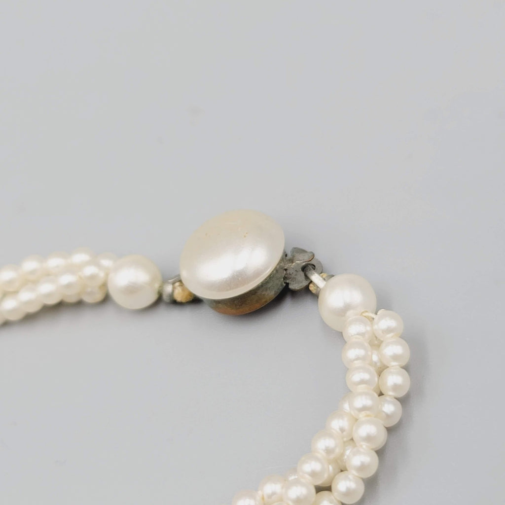 Vintage Multi-Strand Simulated Pearl Necklace 56" Beaded Clasp Elegant Jewelry