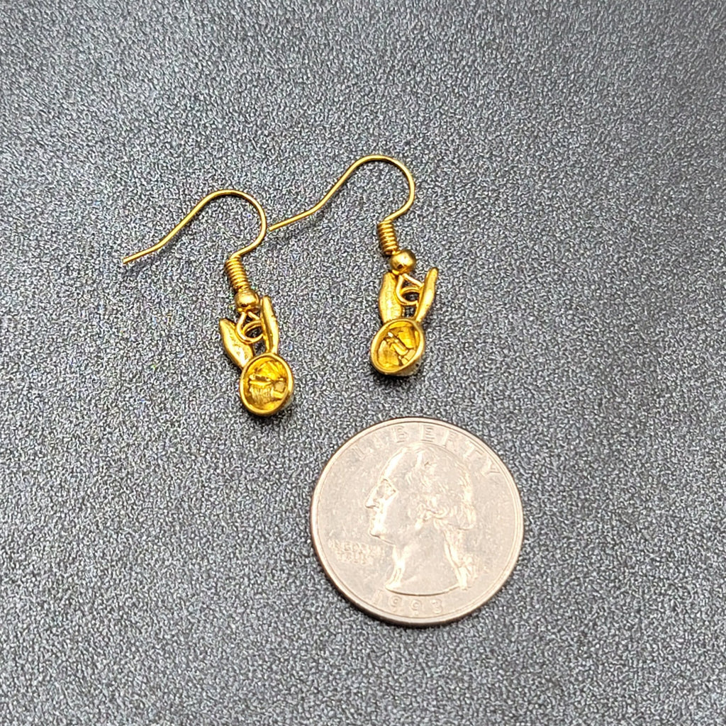 New Bunny Rabbit Pierced Earrings Gold Plated Dangle 1/2"