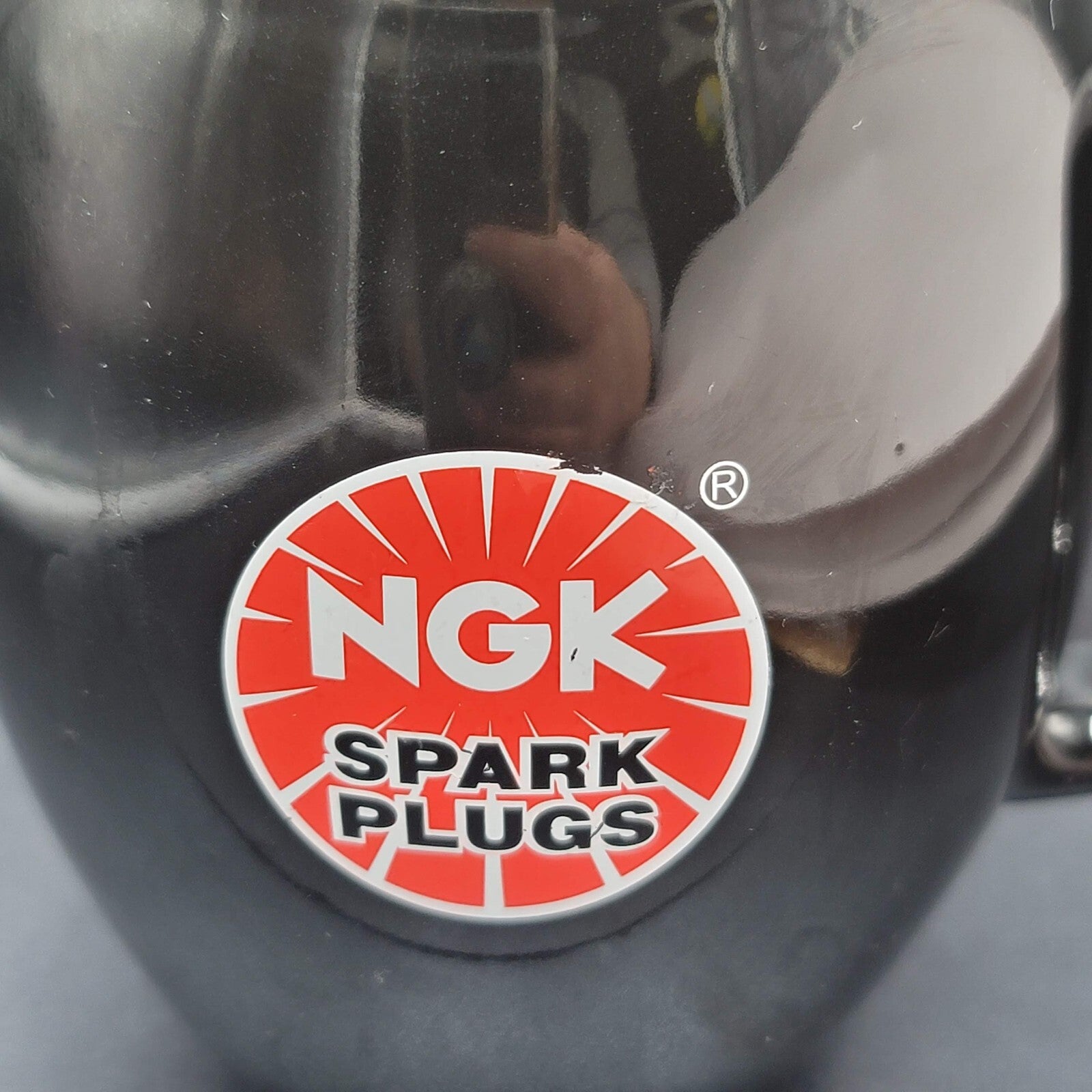 NGK Spark Plugs Ceramic Coffee Mug Cup Black Red Logo