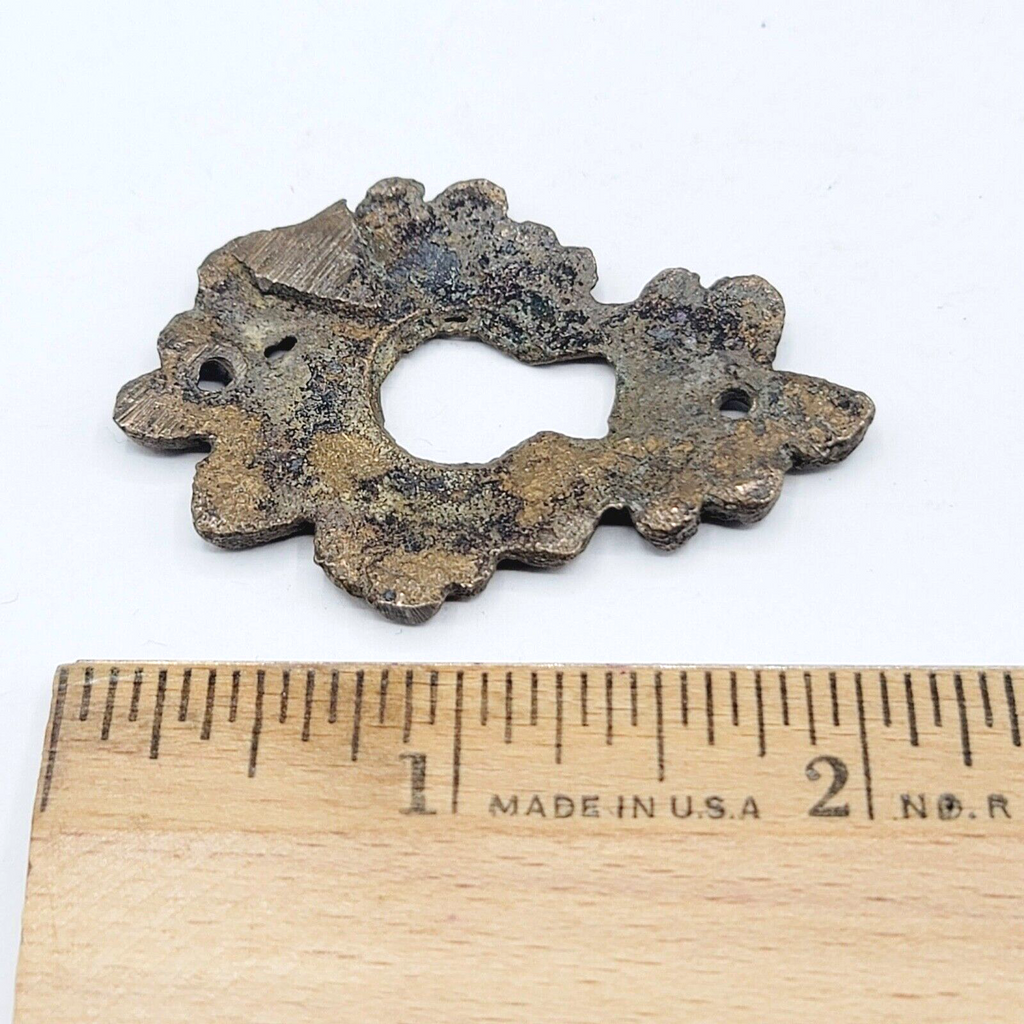 Vintage Ornate Brass Skeleton Keyhole Escutcheon 2" x 1.25" SINGLE ONLY