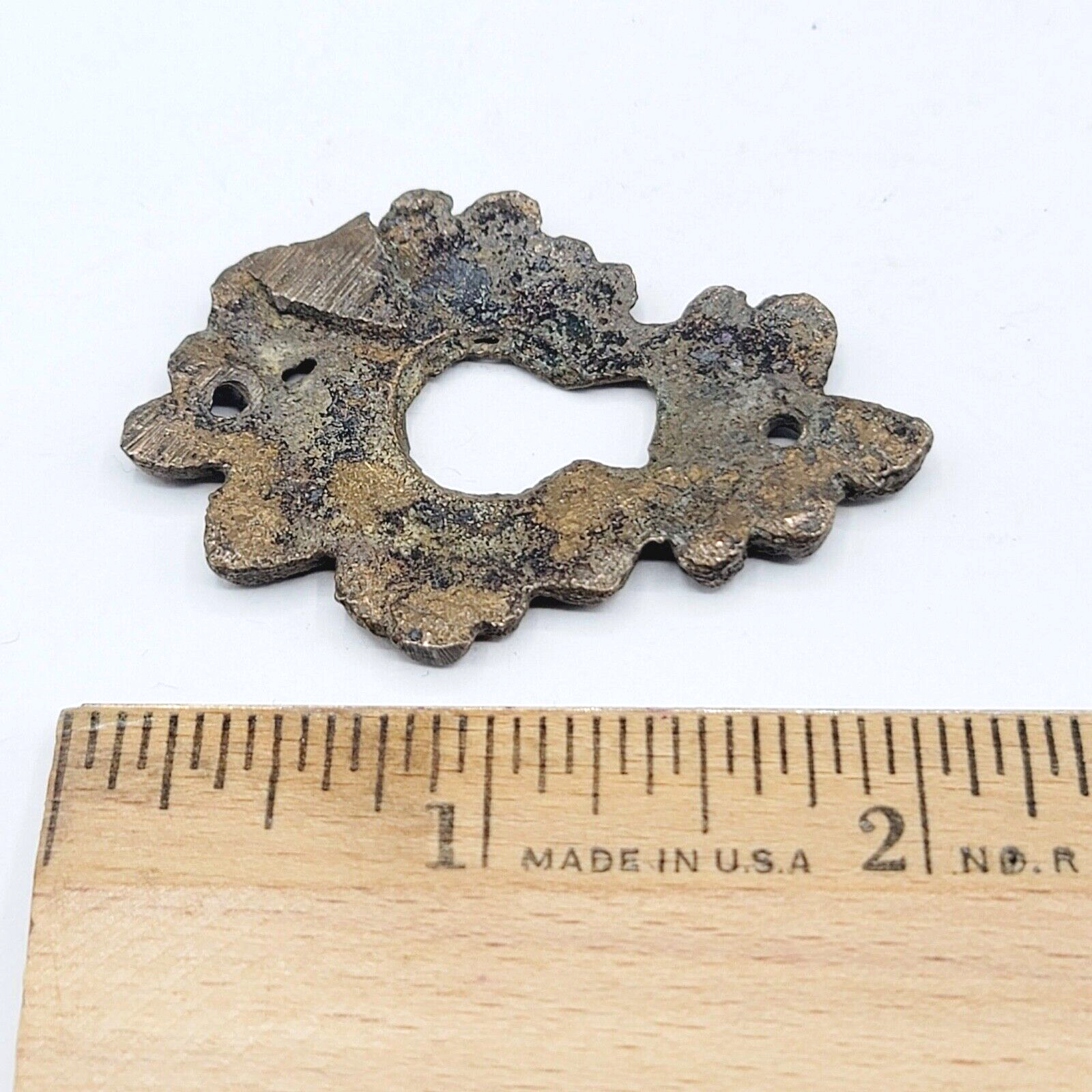 Vintage Ornate Brass Skeleton Keyhole Escutcheon 2" x 1.25" SINGLE ONLY