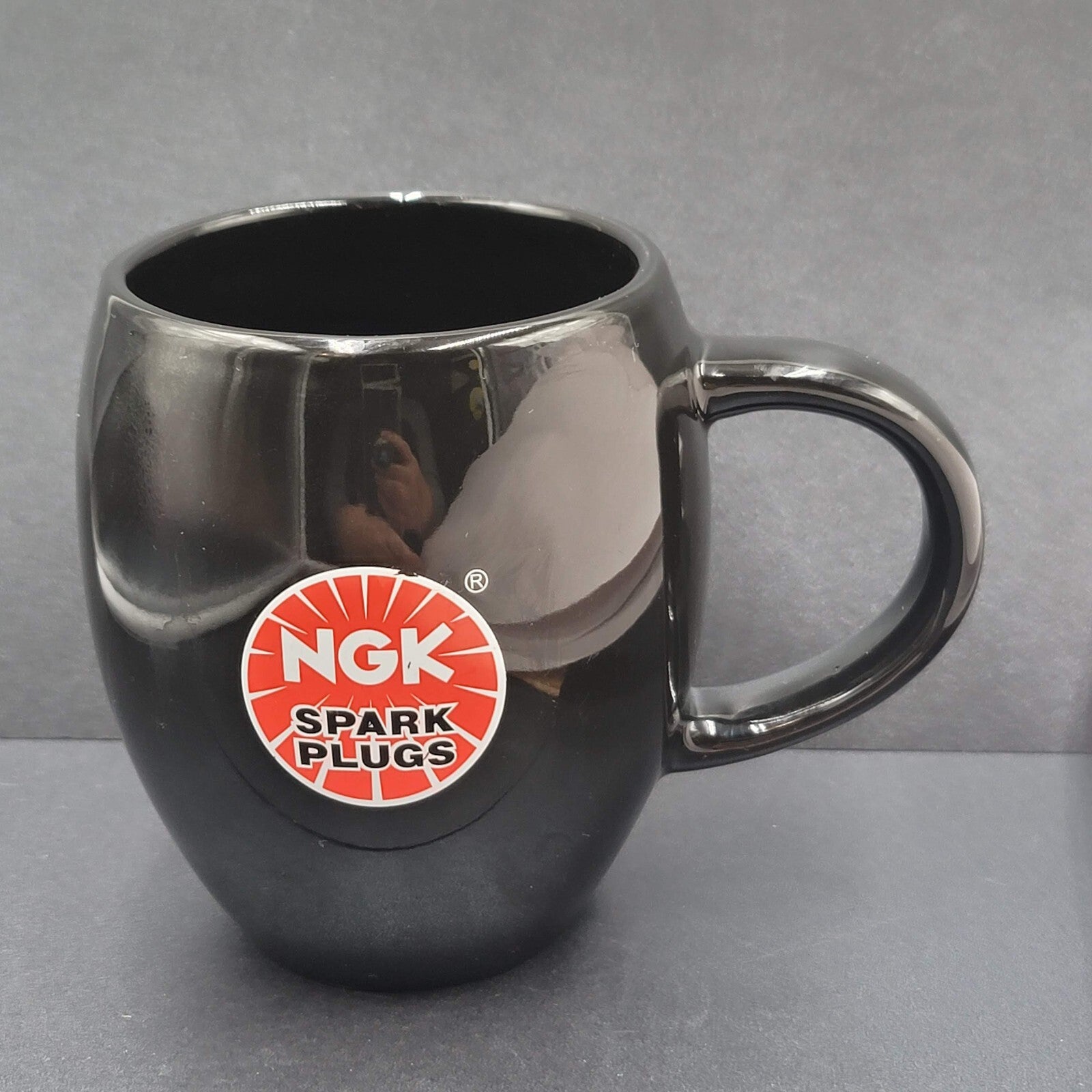 NGK Spark Plugs Ceramic Coffee Mug Cup Black Red Logo