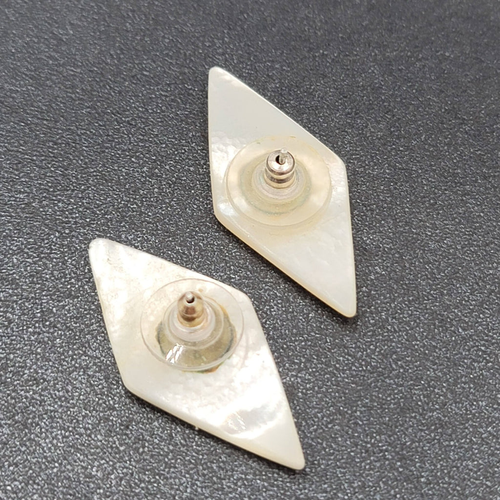 Vintage Pierced Earrings Mother of Pearl Carved Shell Drop Lot of 2