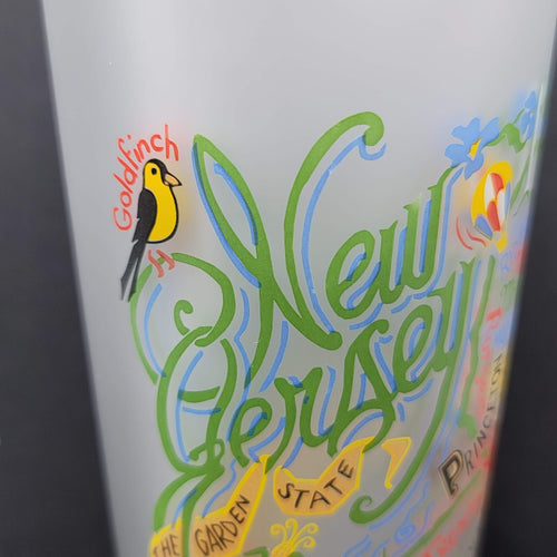 Cat Studio Geography New Jersey Frosted Drinking Glass Tumbler 6"