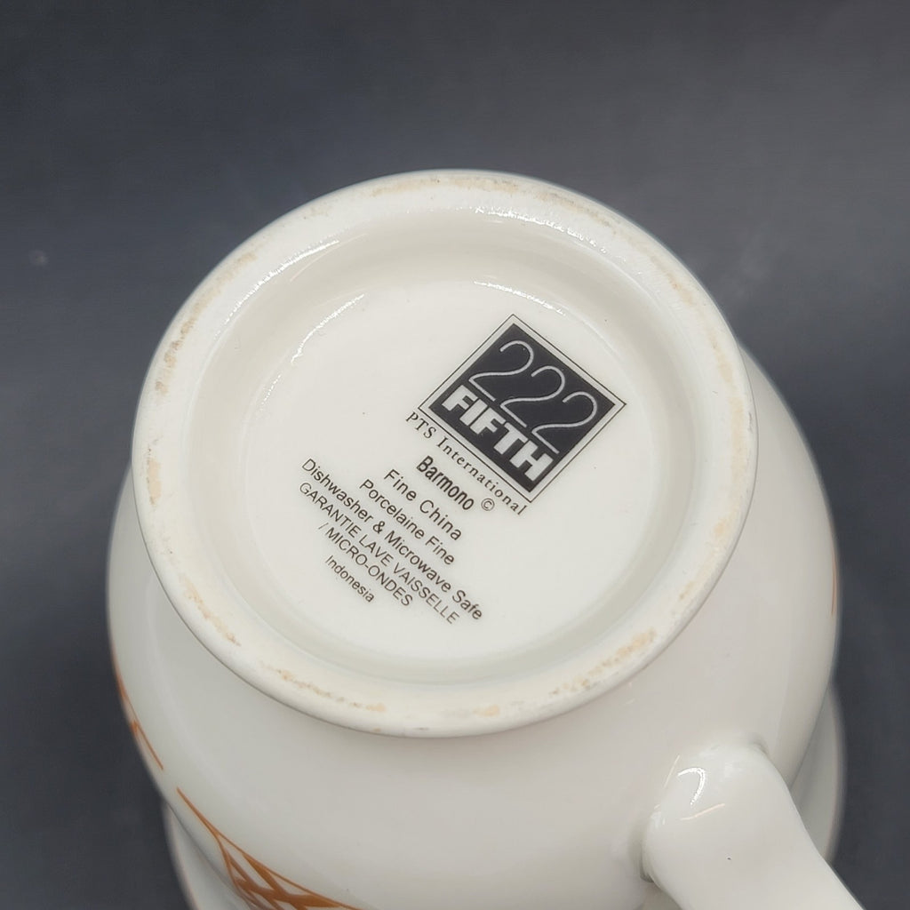 222 Fifth Fine China Coffee Mug Cup White Gold letters Monogram Letter K