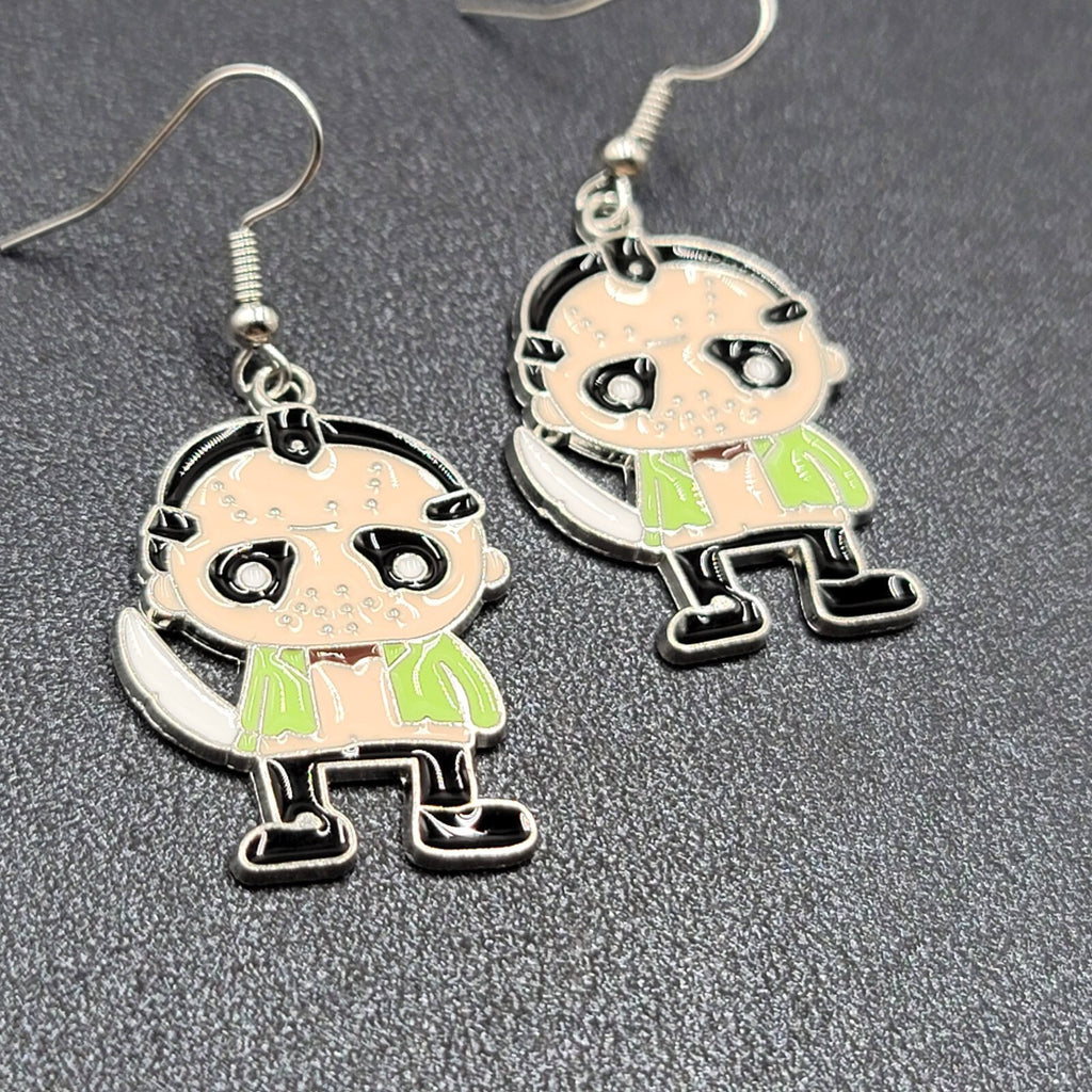 Jason Voorhees Pierced Earrings Enamel Friday the 13th Horror Movie  1.25" FS