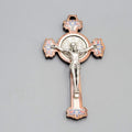 St Benedict Painted Olive Wood Crucifix 3 in Pectoral Cross