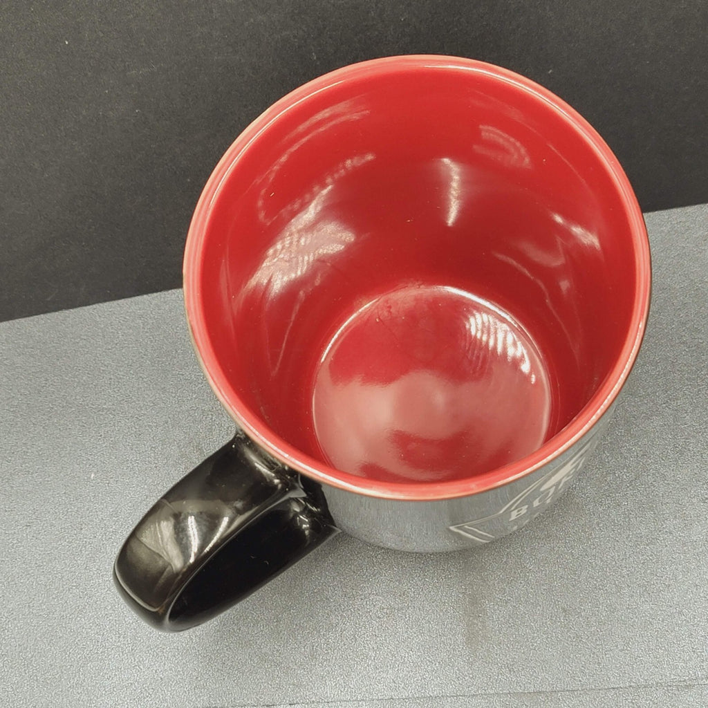 Bored to Death Coffee Mug Extra Black Embossed Dark Red Large 5.25"x4"