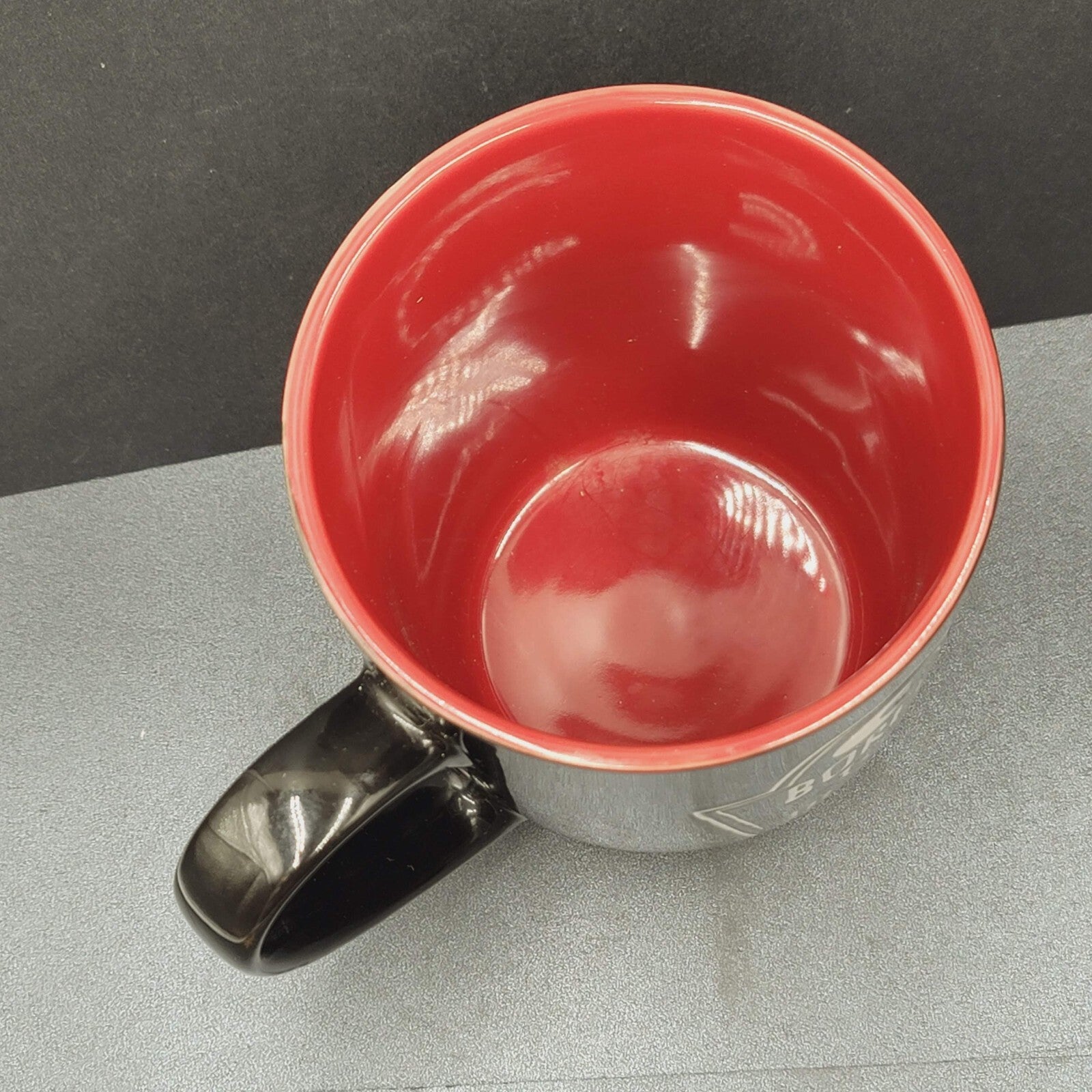 Bored to Death Coffee Mug Extra Black Embossed Dark Red Large 5.25"x4"