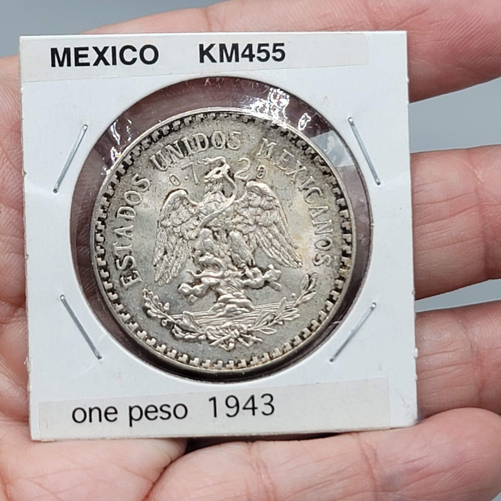 1943 Mexico Coin 1 Peso KM455