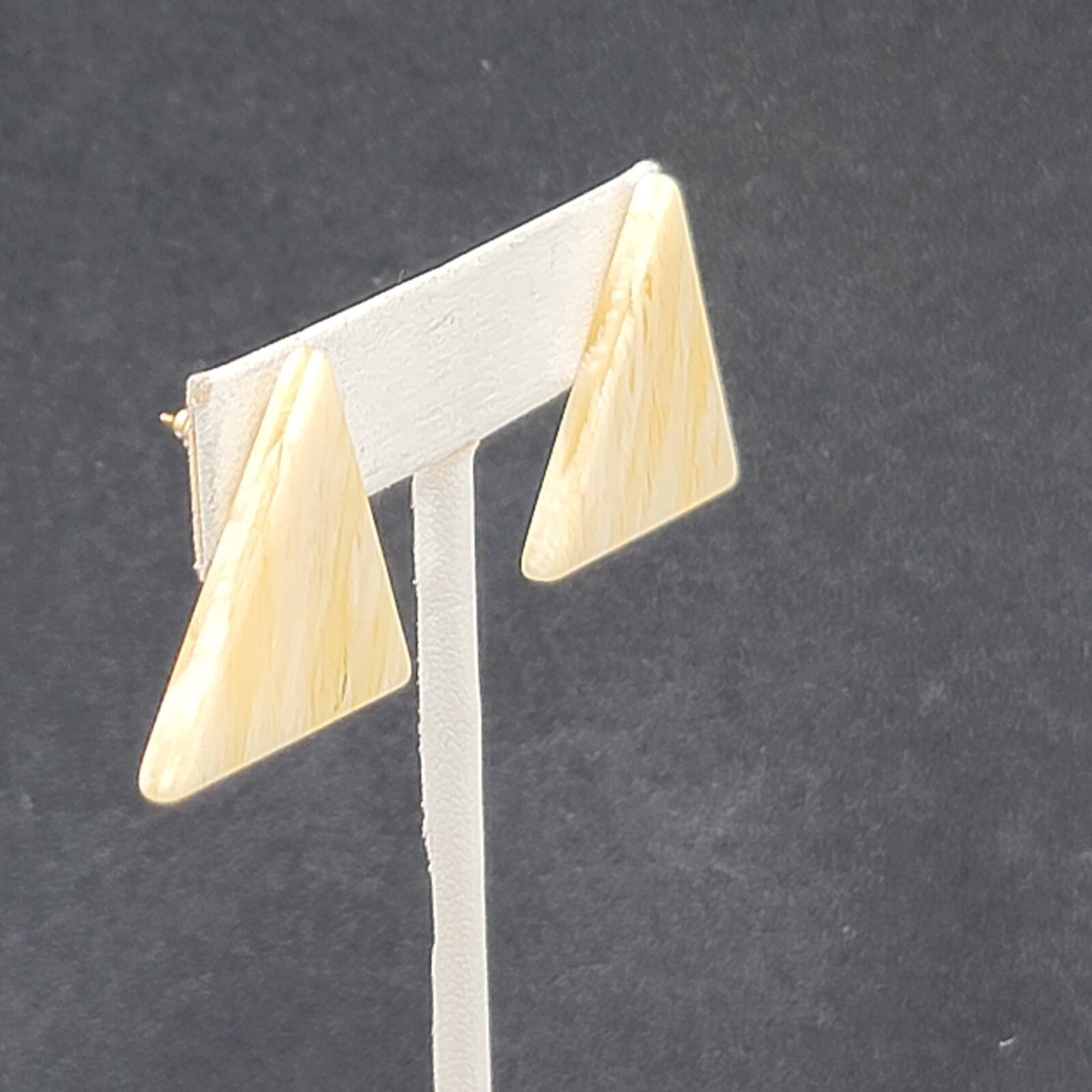 Vintage Pierced Earrings Resin Translucent Triangle Drop 1"