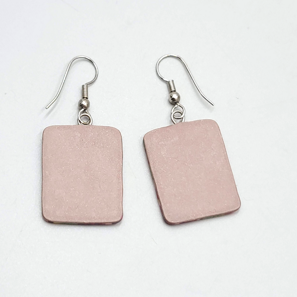 Multicolor Polymer Clay Pierced Earrings Silver tone Dangle 1 1/8"