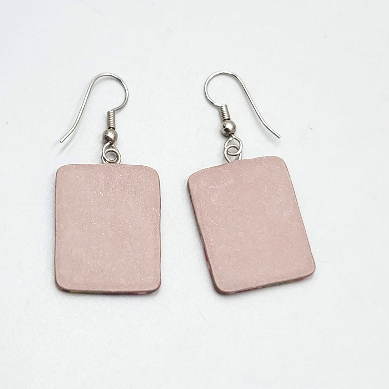 Multicolor Polymer Clay Pierced Earrings Silver tone Dangle 1 1/8"