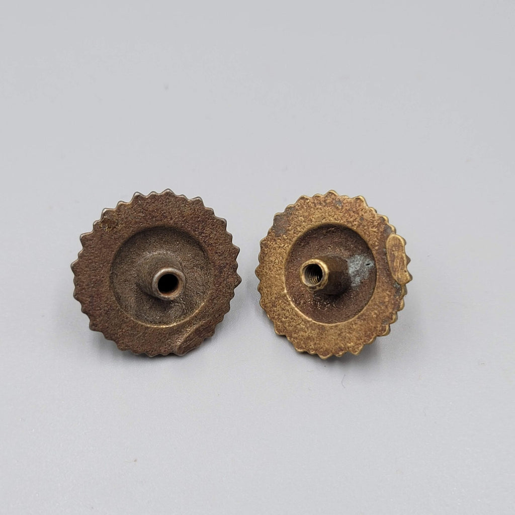 Vtg Sunflower Brass FACE Plates Ornate Bail Pull Replacement Set of 2 - 1 1/8"