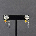 Vintage Pierced Earrings Gray Hand Painted 3D Skunk Dangle 1.25"
