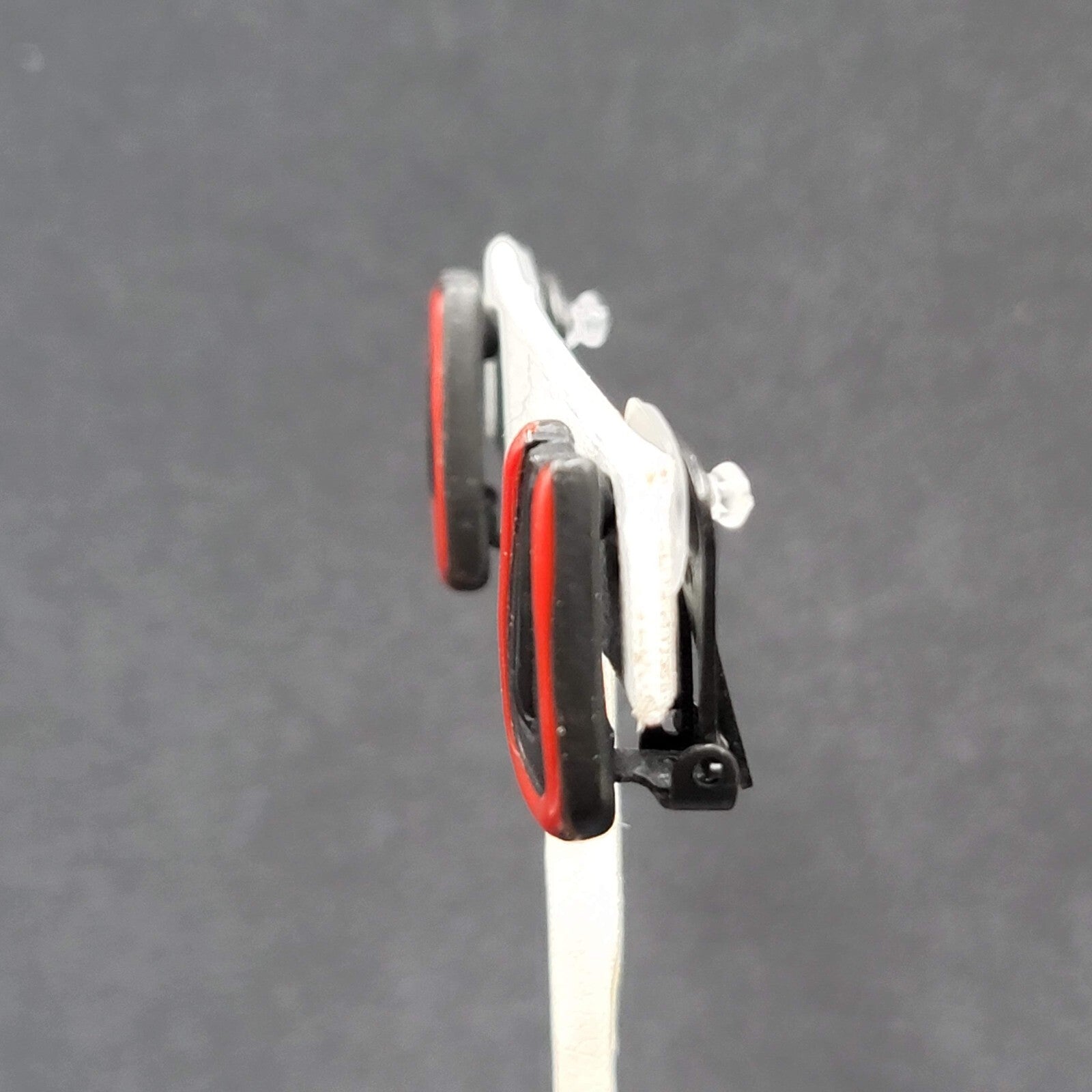 Chicos Clip on Earrings Red Black Enamel Studs 3/4"