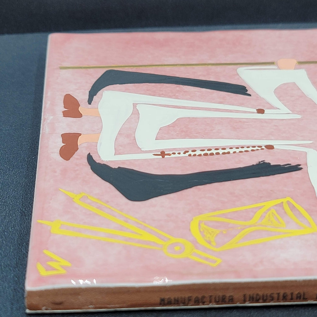 Saint Albert Tile Wall Decore French Hand Painted Saint of Sciences 5.75"