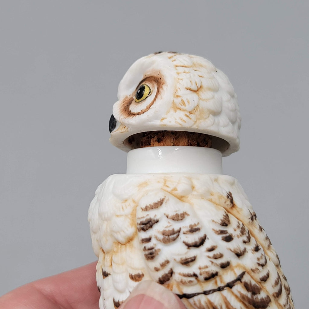 Vintage Ceramic Owl Decanter Bottle Figurine Ski Country 4 in Miniature Empty