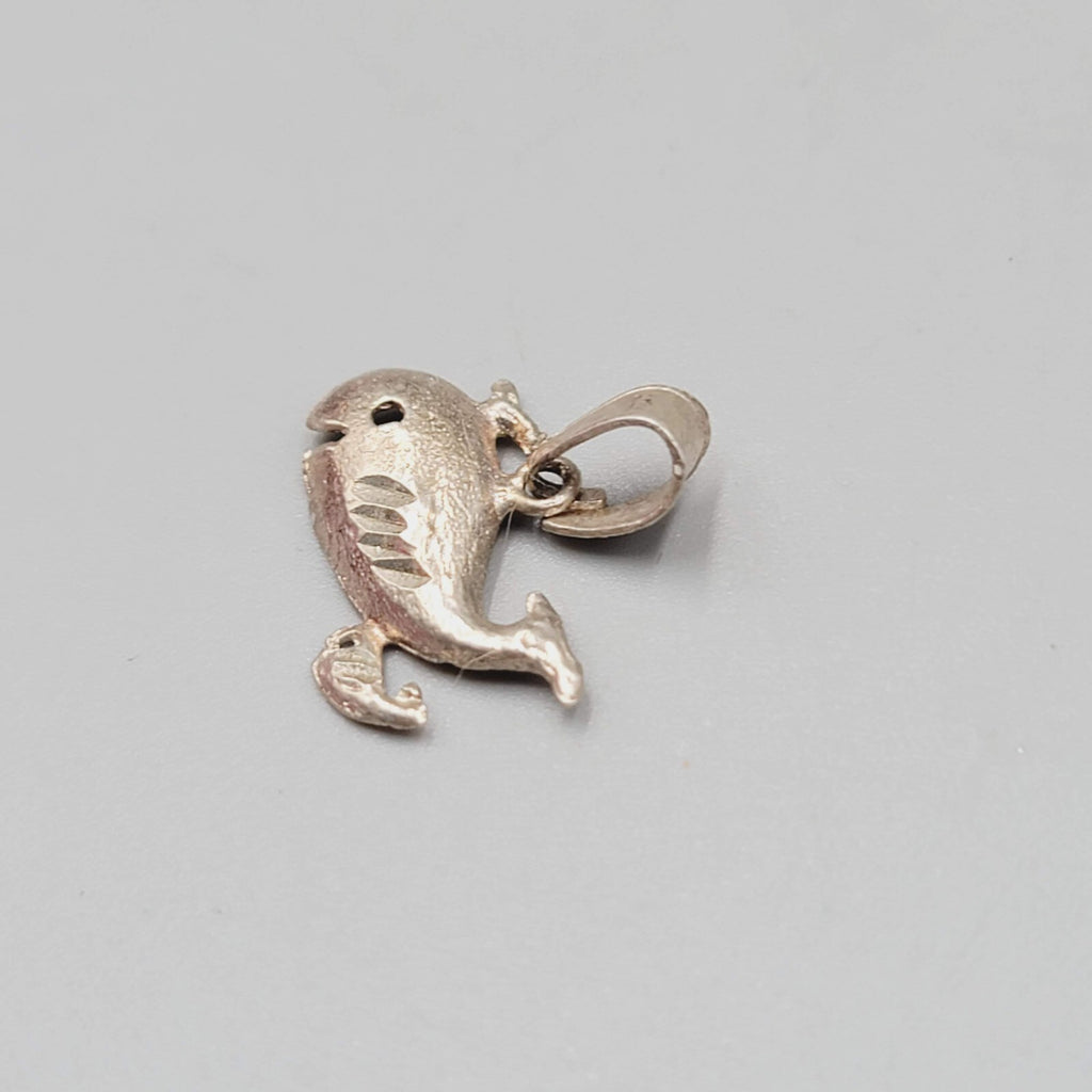 Vintage Sterling Silver Whale Pendant Made in Mexico 5/8"