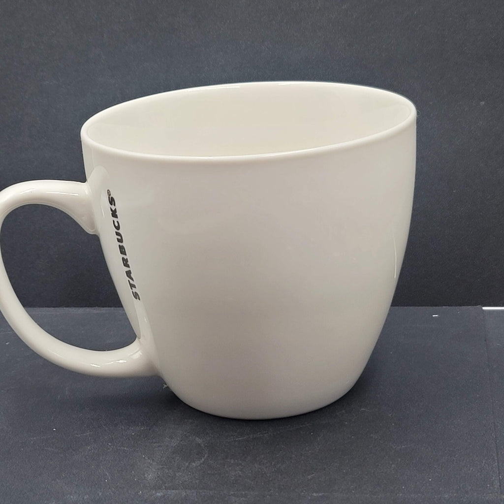 STARBUCKS Merry Bright Jolly Christmas White Gold 2016 Large Coffee Mug 20oz