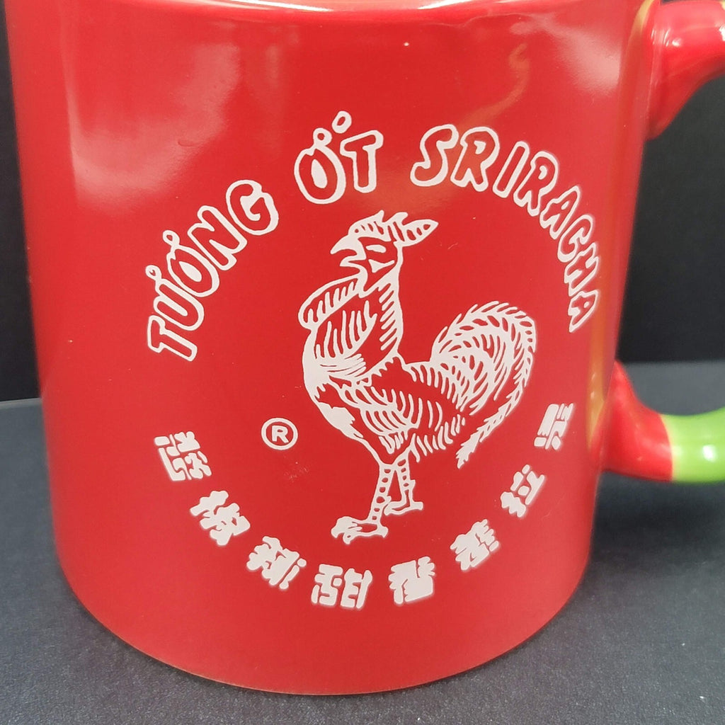 Large Coffee Mug Tea Cup Red Green Rooster "I Put Sriracha on my Sriracha" 20 oz