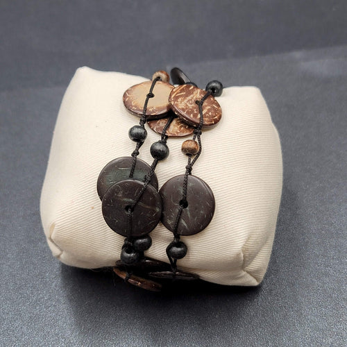 Carved Coconut Shell Beach Tropical Style Bracelet 7”