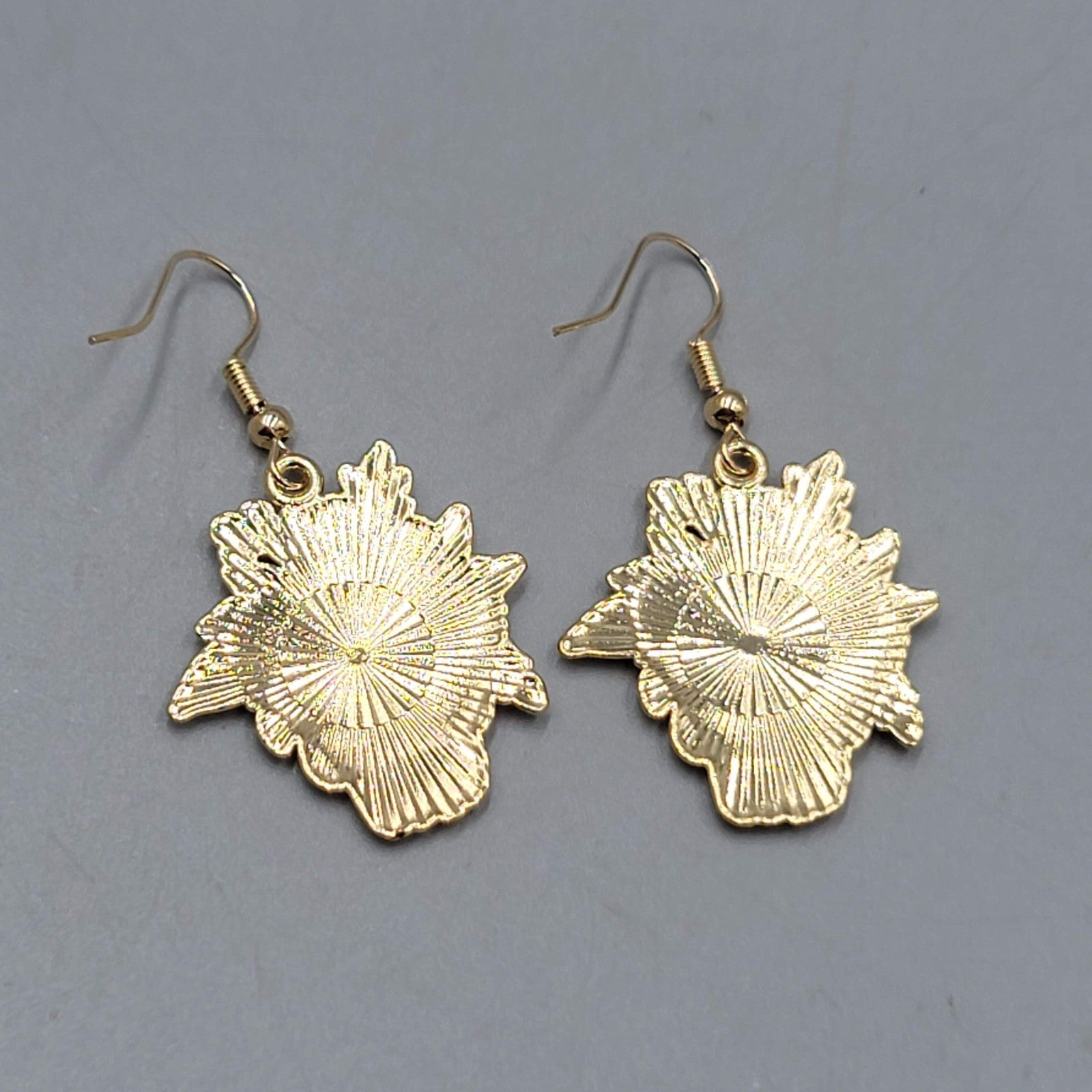 Pierced Earrings Gold tone Enamel Red Rose Moth Dangle 1 1/8"