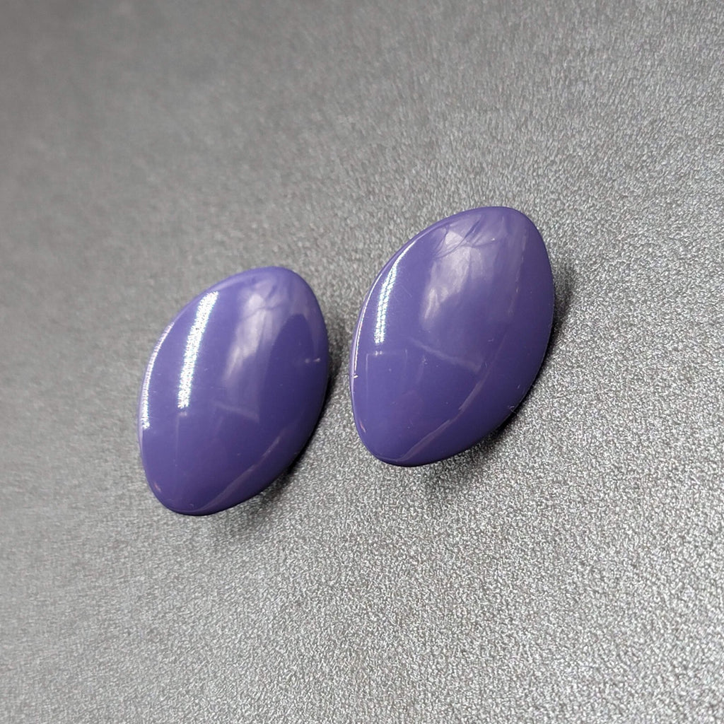 Vintage Pierced Earrings Purple Enamel Over Metal Drop 1.25"