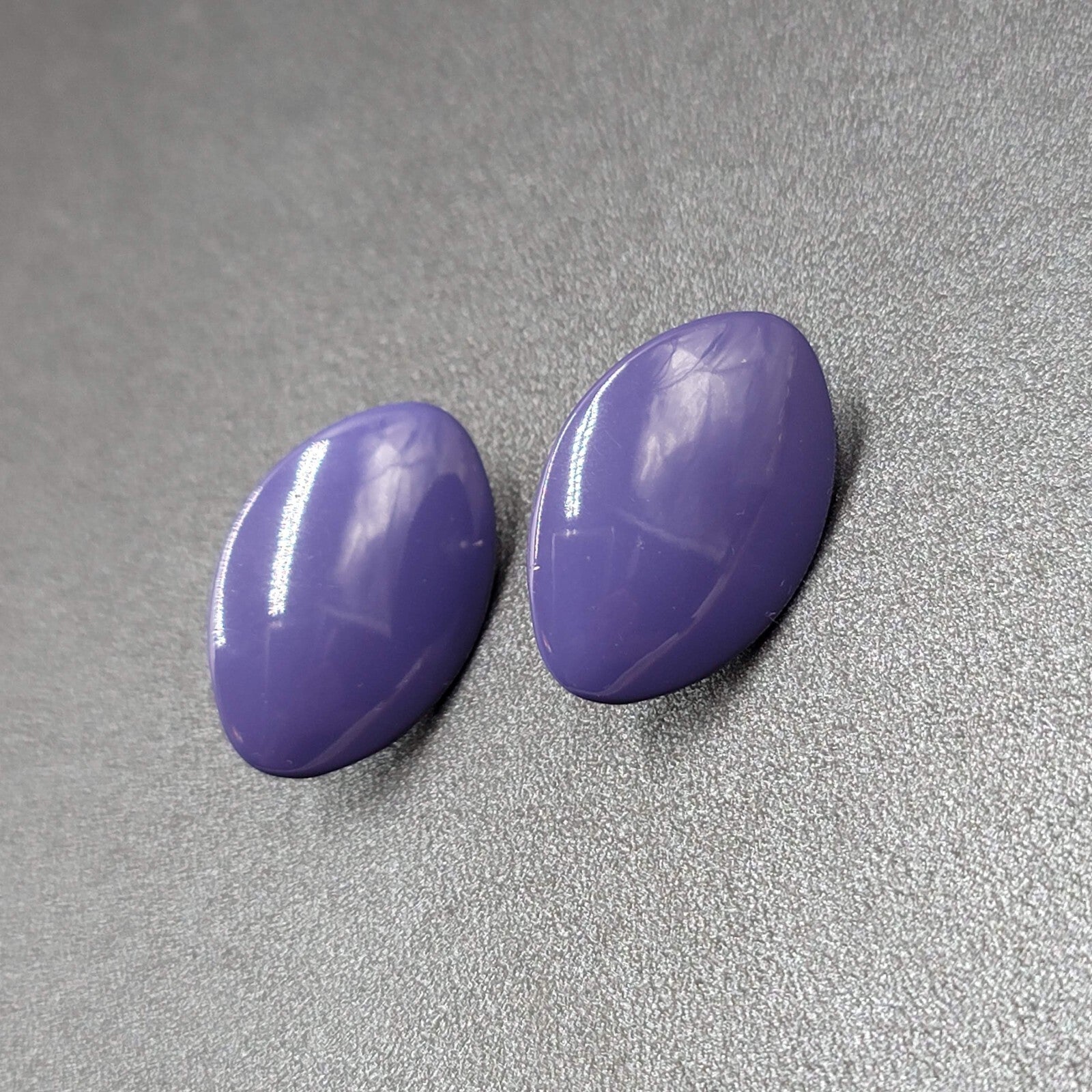 Vintage Pierced Earrings Purple Enamel Over Metal Drop 1.25"