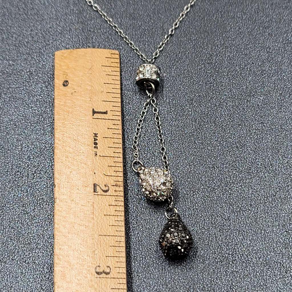 Spring Street Necklace Silver tone Rhinestone Tassel Pendant 16"-18"