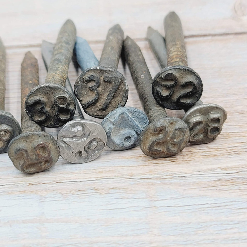 Vintage Railroad Date Nail Lot of 11 Salvage Reclaimed Round Head Shaft