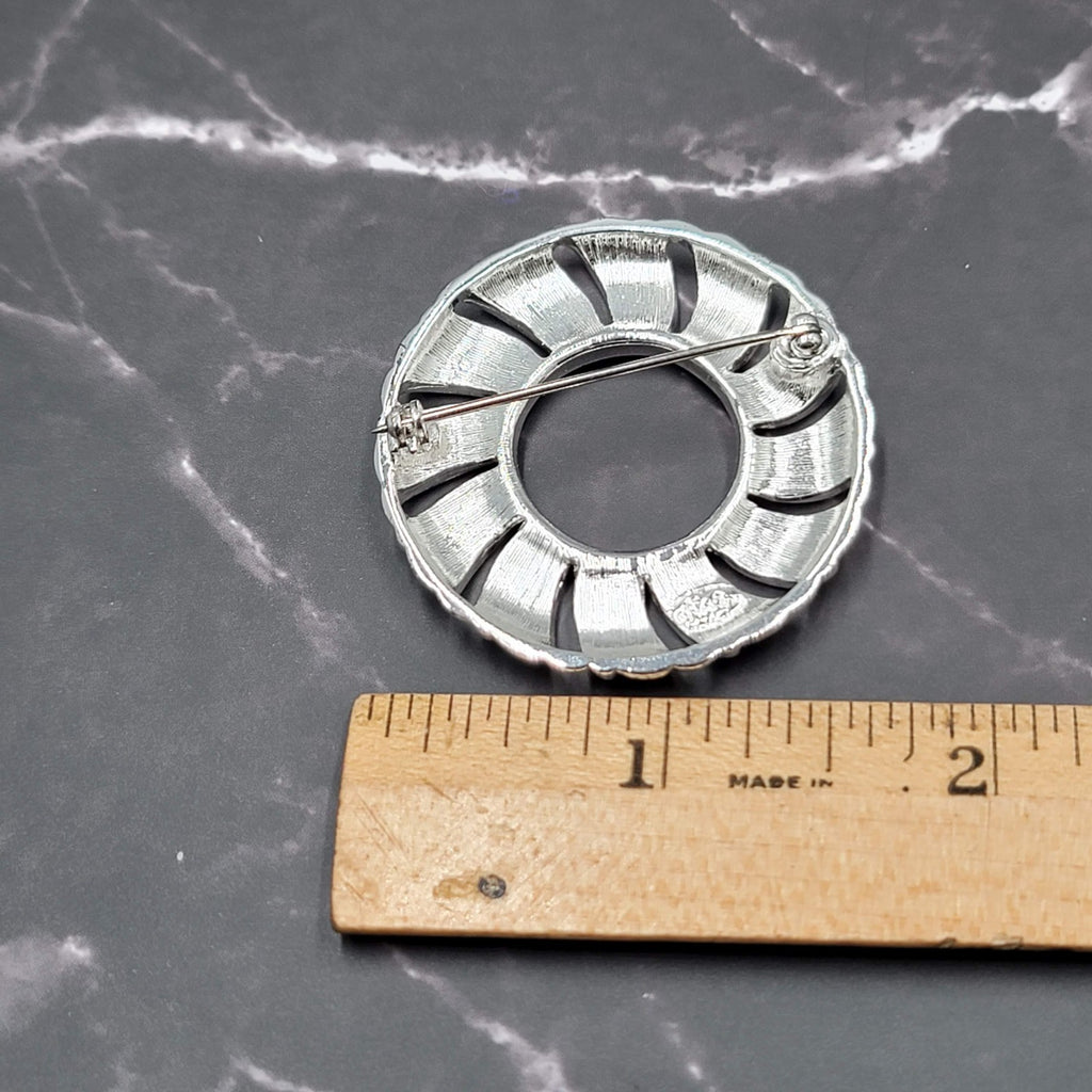 Vintage Napier Wreath Brooch Silver Plated 1 5/8"