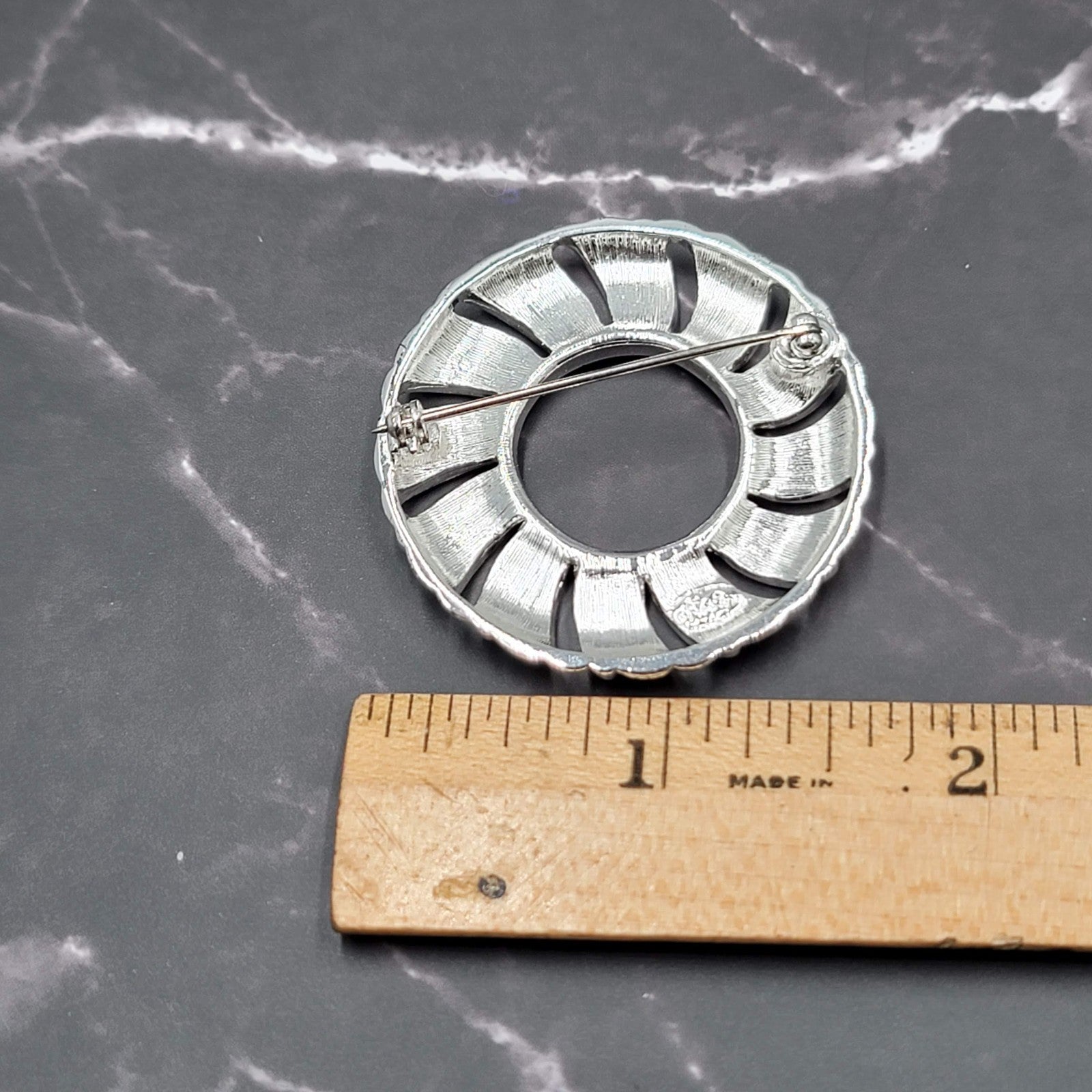 Vintage Napier Wreath Brooch Silver Plated 1 5/8"