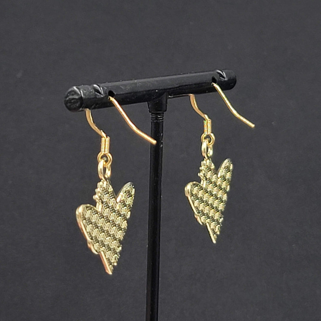 Purple Moon Moth Enamel Pierced Earrings Gold tone Dangle Butterfly 7/8"