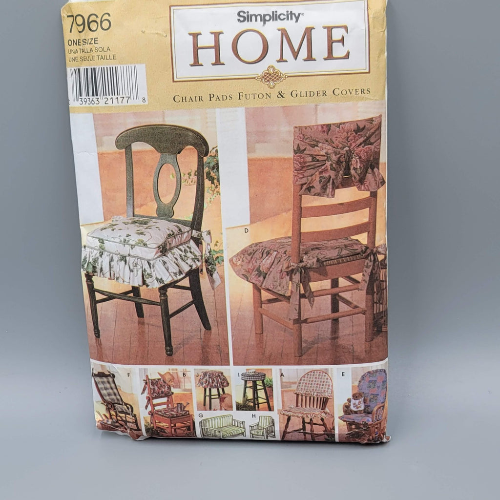 Simplicity 7966 Chair Pads Futon Glider Covers Sewing Pattern One Size 29 Pieces