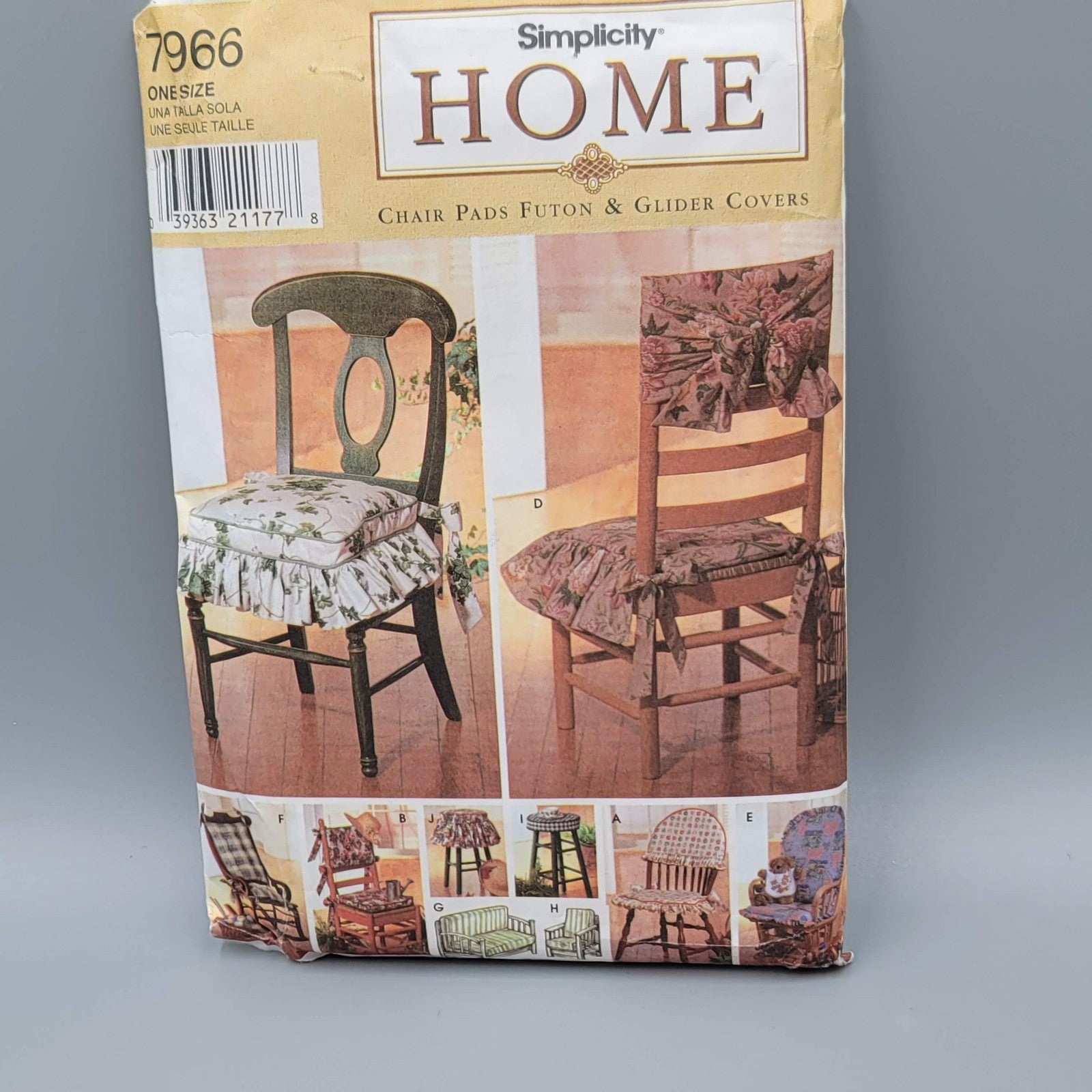 Simplicity 7966 Chair Pads Futon Glider Covers Sewing Pattern One Size 29 Pieces
