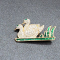 Vintage Roman Brooch Ducks Birds Rhinestones Pin 1 5/8"