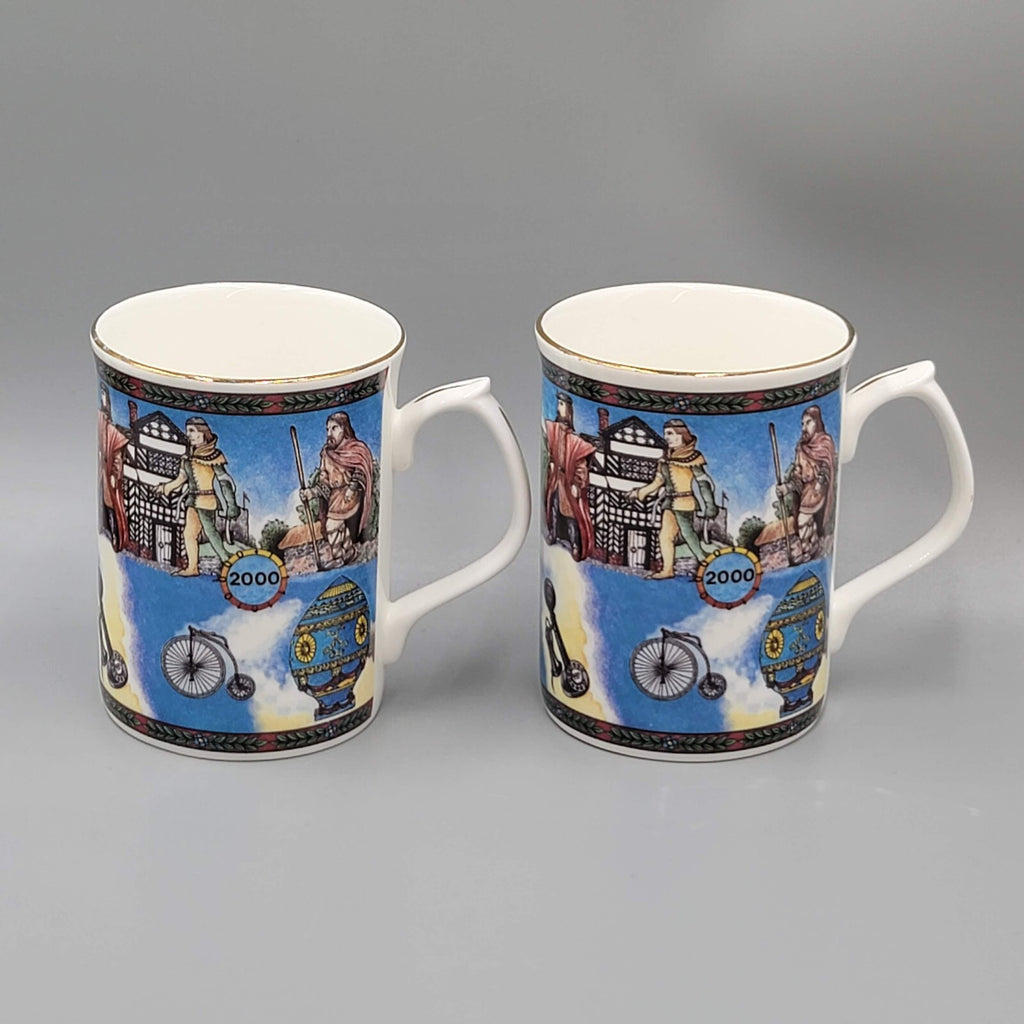 Royal Crown Duchy Transportation Communications Coffee Mug Tea Cup Set of 2