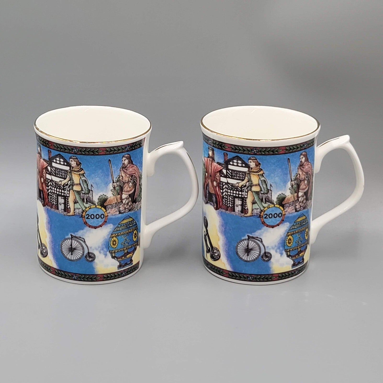 Royal Crown Duchy Transportation Communications Coffee Mug Tea Cup Set of 2