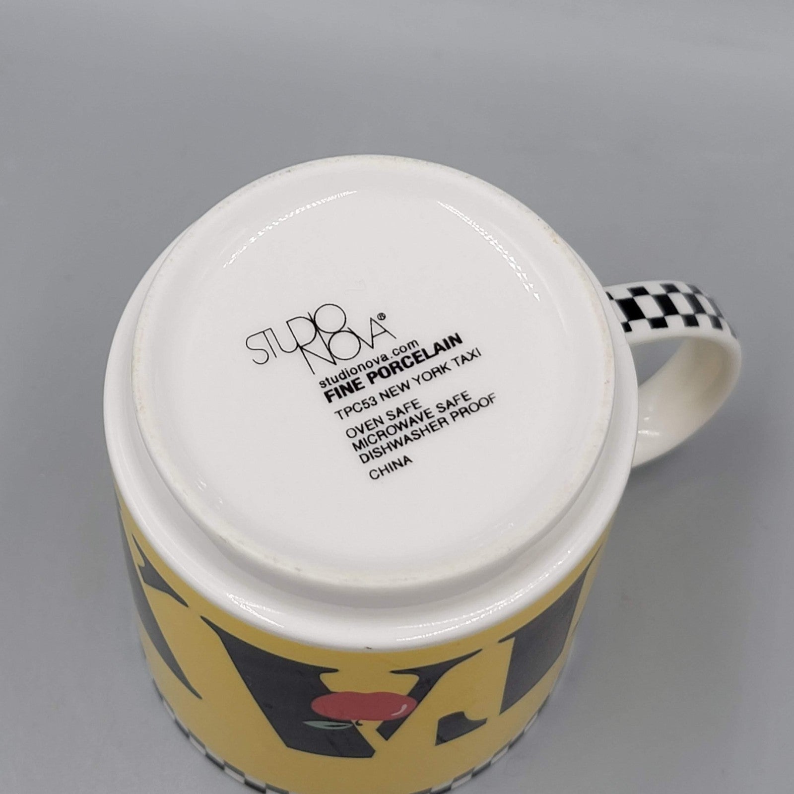 Studio Nova Coffee Mug New York Taxi Fine Porcelain Yellow Checkered