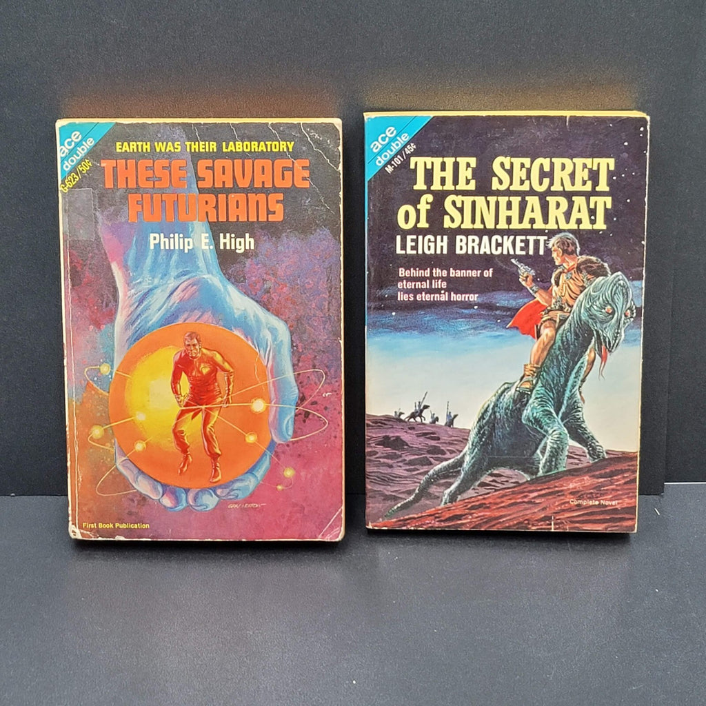 Lot of 2 ACE DOUBLE Leigh Brackett and John Rackham Vintage Science Fiction PPBK
