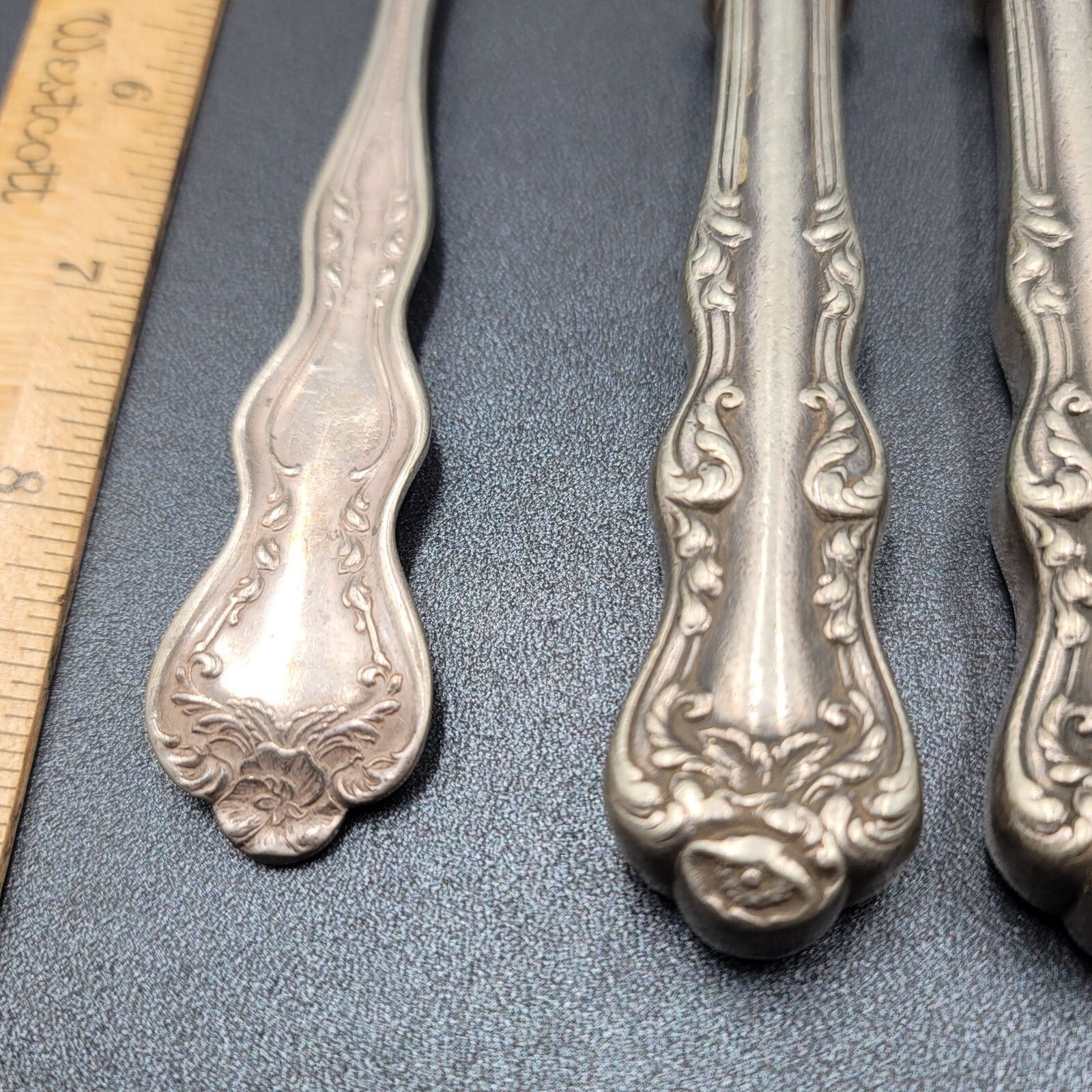 6 Antique Holmes Edwards Dinner Knives Flower 1 Serving Spoon